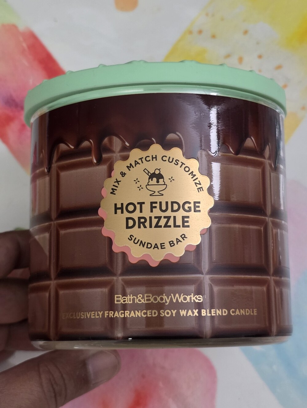 Bath & Body Works Hot Fudge Drizzle Candle - Mint Lid NEW RARE